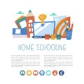 The concept of homeschooling. Emblem of education. Vector illustration. Royalty Free Stock Photo